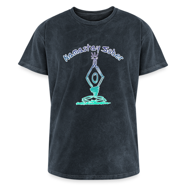 Namastay Sober Unisex Mineral Wash TShirt - mineral navy