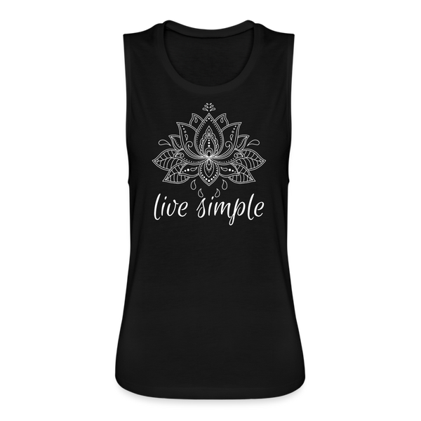 Live Simple Women's Flowy Muscle Tank - black
