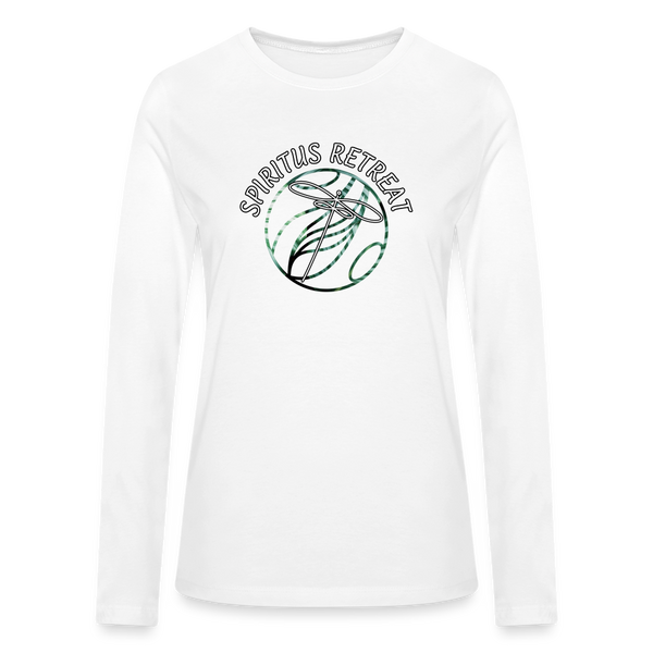 Spiritus Retreat Dragonfly Tribal Design Long Sleeve Women's TShirt - white