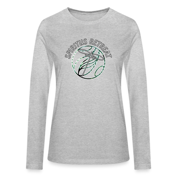 Spiritus Retreat Dragonfly Tribal Design Long Sleeve Women's TShirt - heather gray