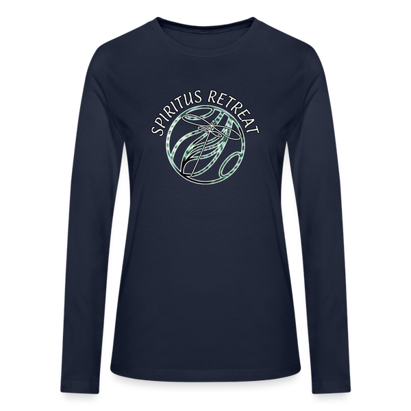 Spiritus Retreat Dragonfly Tribal Design Long Sleeve Women's TShirt - navy