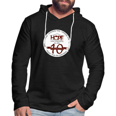 Hope Manor 10 Year Logo Unisex Lightweight Hoodie Shirt - charcoal grey