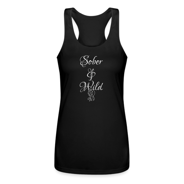 Sober & Wild Women’s Performance Racerback Tank Top - black