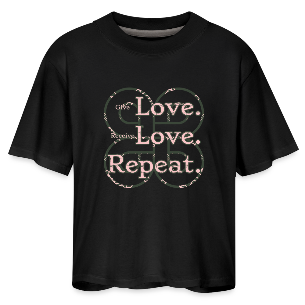 Love. Love. Repeat. Women's Boxy Tee - black