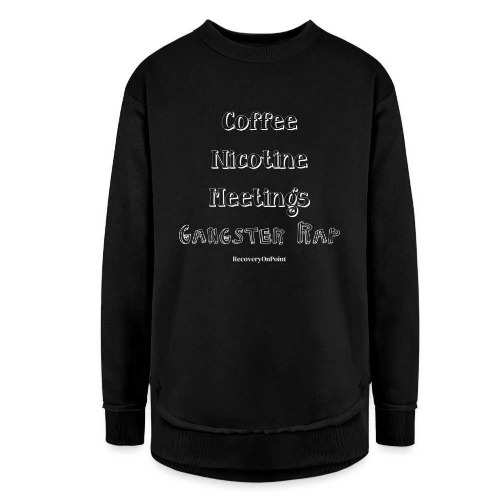 Coffee Nicotine Meetings Gangster Rap Women's Tunic Sweatshirt - black