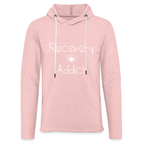 Recovery Addict Unisex Lightweight Terry Hoodie - cream heather pink