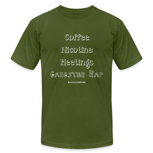 Coffee Nicotine Meetings Gangster Rap TShirt - olive