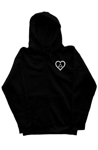 Love Light Positive Vibes with Heart Triangle Zip Hoodie