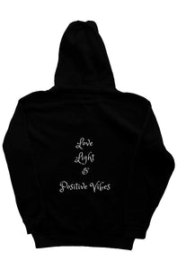 Love Light Positive Vibes with Heart Triangle Zip Hoodie