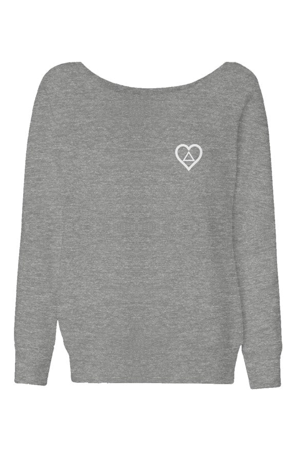 Heart Triangle Embroidered Women's Wide Neck Sweatshirt