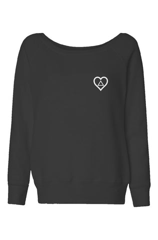 Heart Triangle Embroidered Women's Wide Neck Sweatshirt