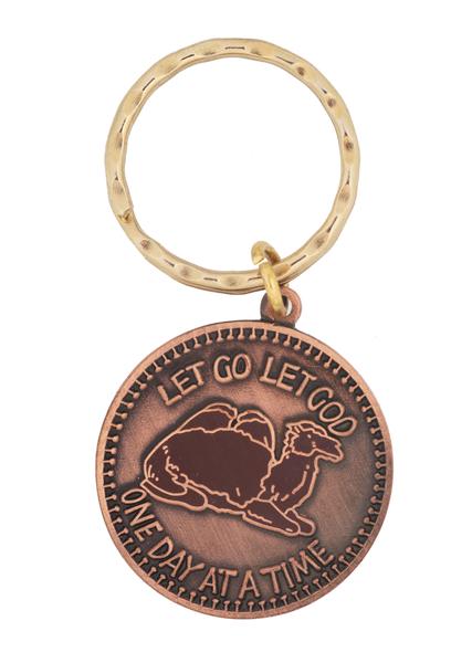 Rose Bronze Camel Medallion Keychain