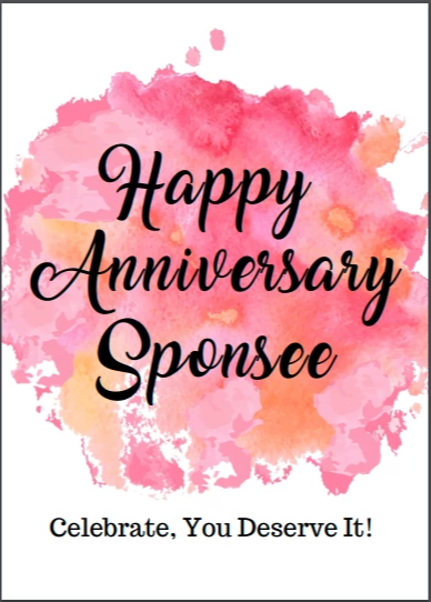 Sponsee Anniversary Pink Ink Greeting Card