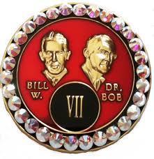 AA Bling Medallion Bill & Bob Red with White Crystals 1-55 Years