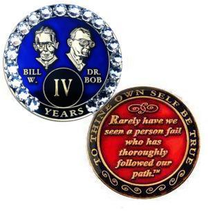 AA Bling Medallion Bill & Bob Blue with White Crystals 1-55 Years