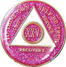 AA Tri Color Medallion Glitter Pink 1-50 Years