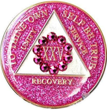 AA Bling Medallion Glitter Pink with Circle Pink Crystals 1-55 Years