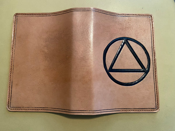 Leather AA Big Book Cover Circle Triangle Design
