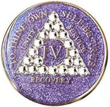 AA Bling Medallion Glitter Lavender with Triangle White Crystals 1-55 Years