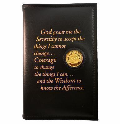 AA Big Book Cover Serenity Prayer with Medallion Holder Many Colors Available, Fits Hardcover