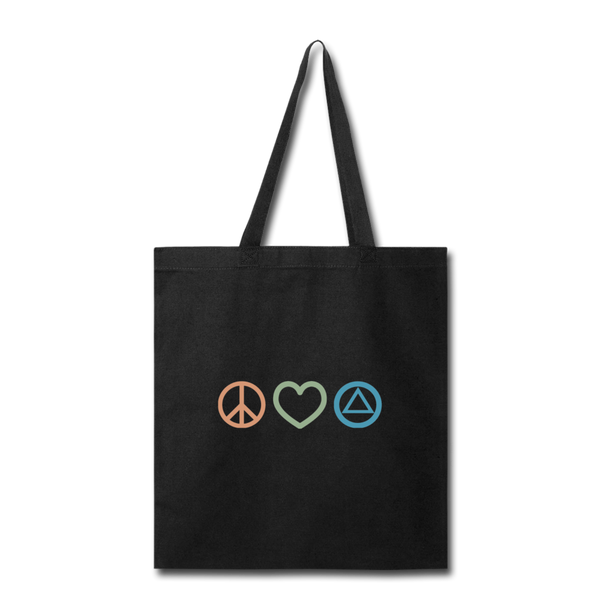 Peace Love & AA Tote Bag - black