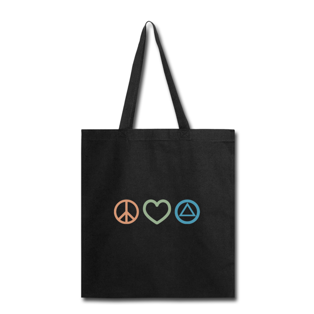 Peace Love & AA Tote Bag - black