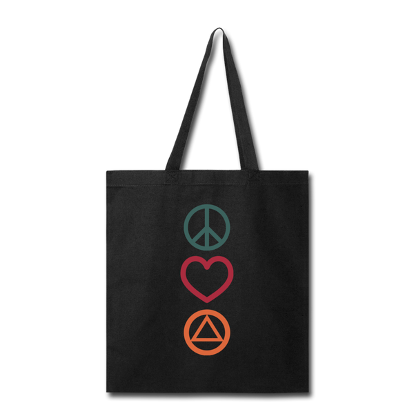 Peace Love & AA Tote Bag GRO Design - black