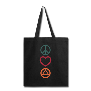 Peace Love & AA Tote Bag GRO Design - black