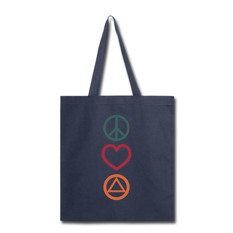 Peace Love & AA Tote Bag GRO Design - navy
