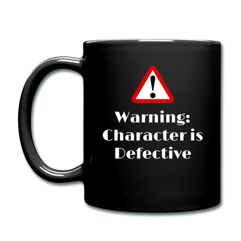 Warning: Character is Defective Full Color Mug - black