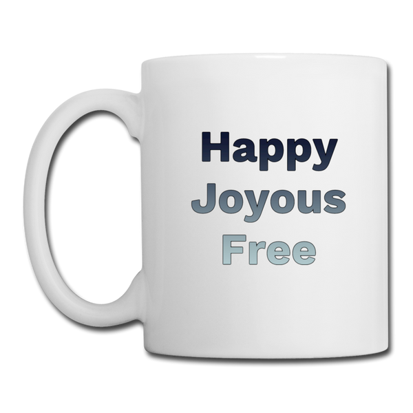 Happy Joyous Free Blue Design Coffee/Tea Mug - white