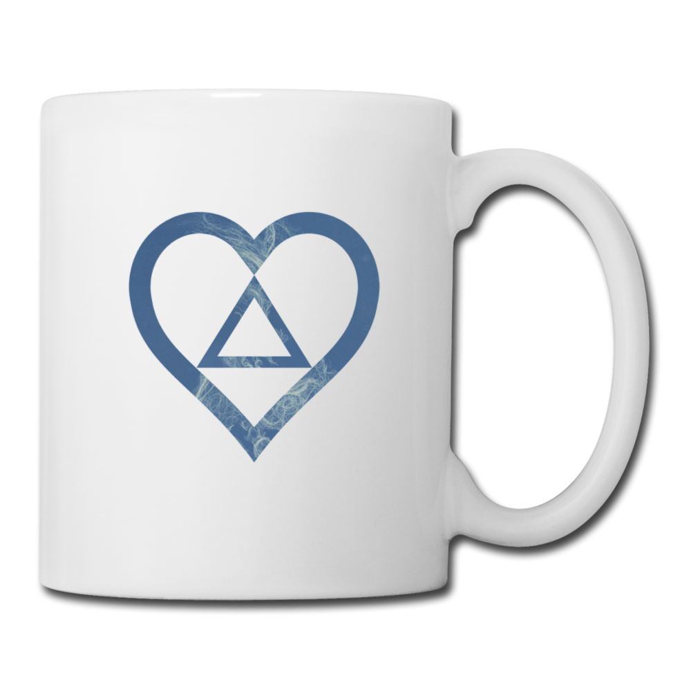 Heart Triangle Blue Abstract Coffee/Tea Mug - white