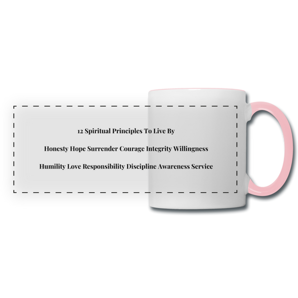 12 Spiritual Principles Panoramic Mug - white/pink