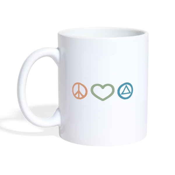 Peace Love & AA OGB Design Coffee Mug - white