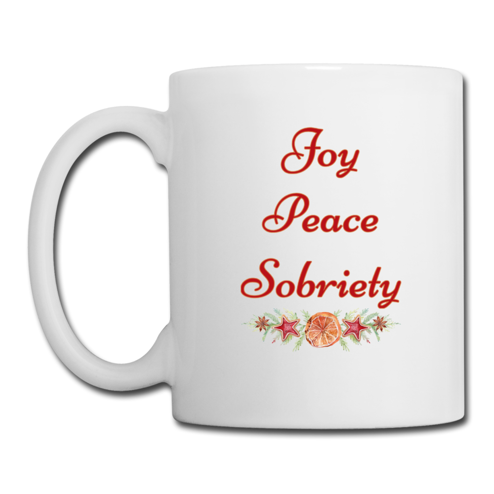 Joy Peace Sobriety Coffee Mug - white