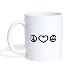 Peace Love & AA Coffee Mug - white