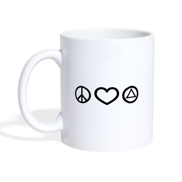 Peace Love & AA Coffee Mug - white