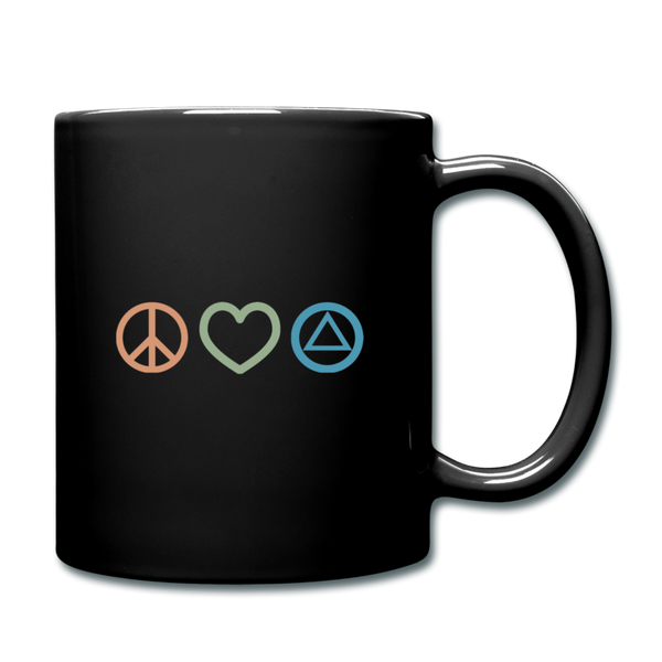 Peace Love & AA Full Color Mug - black