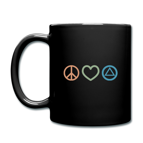 Peace Love & AA Full Color Mug - black