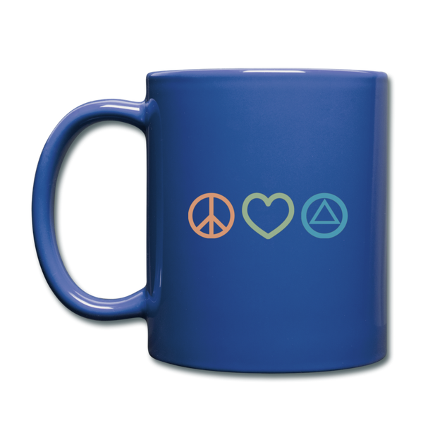 Peace Love & AA Full Color Mug - royal blue