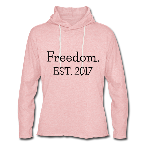 Freedom. EST. 2017 Unisex Lightweight Terry Hoodie - cream heather pink