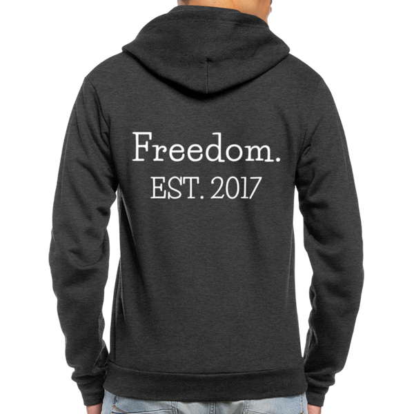 Freedom. EST. 2017 Unisex Fleece Zip Hoodie - charcoal gray