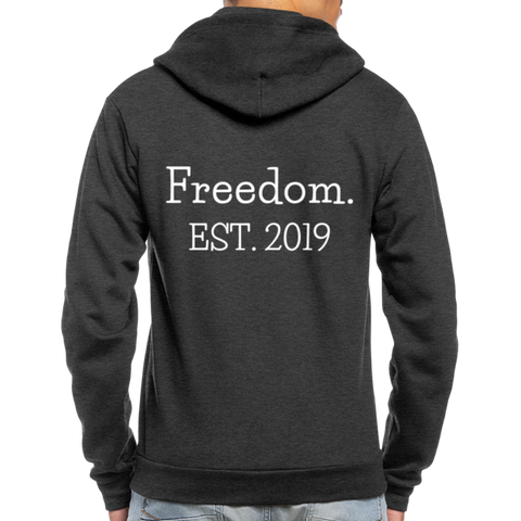 Freedom. EST. 2019 Unisex Fleece Zip Hoodie - charcoal gray