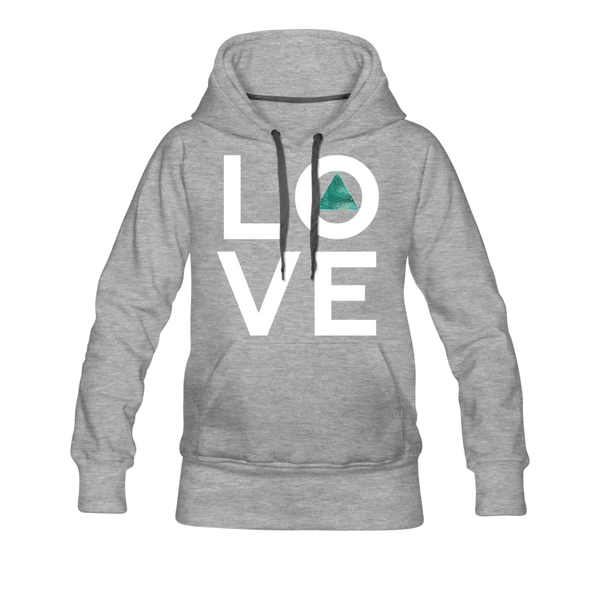 Love Circle with Teal Triangle Hoodie - heather gray