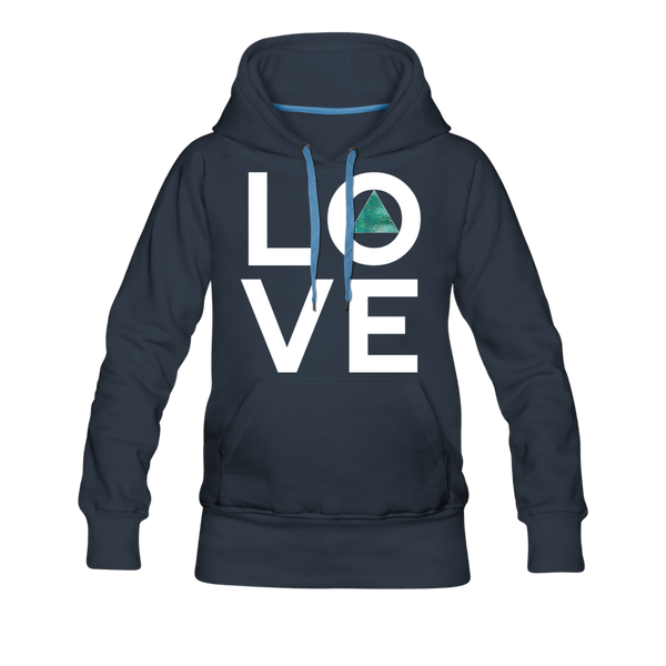Love Circle with Teal Triangle Hoodie - navy
