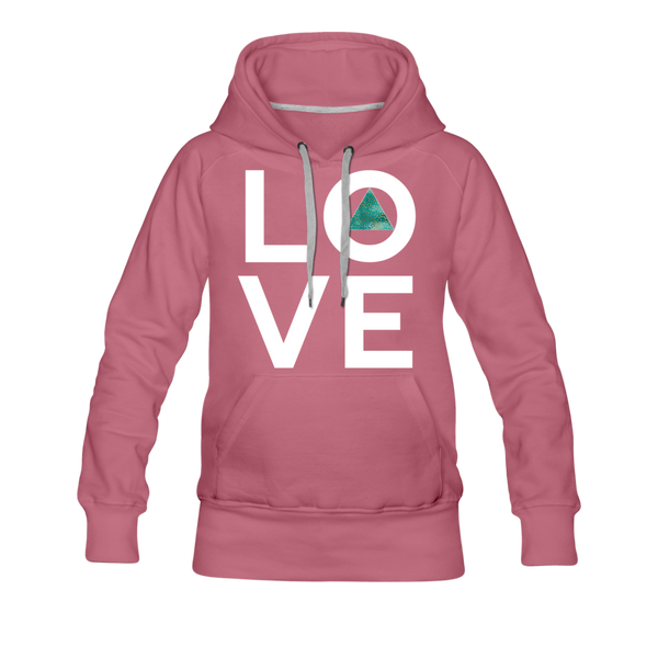 Love Circle with Teal Triangle Hoodie - mauve