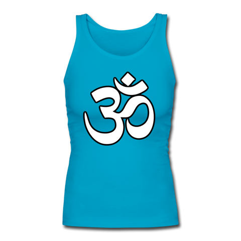 Om White Design Women's Fitted Tank - turquoise