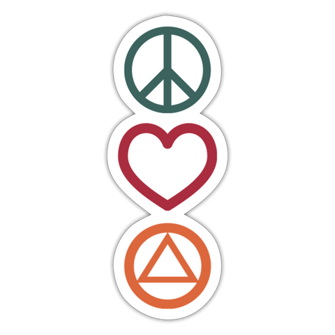 Peace, Love, & AA Sticker - white matte