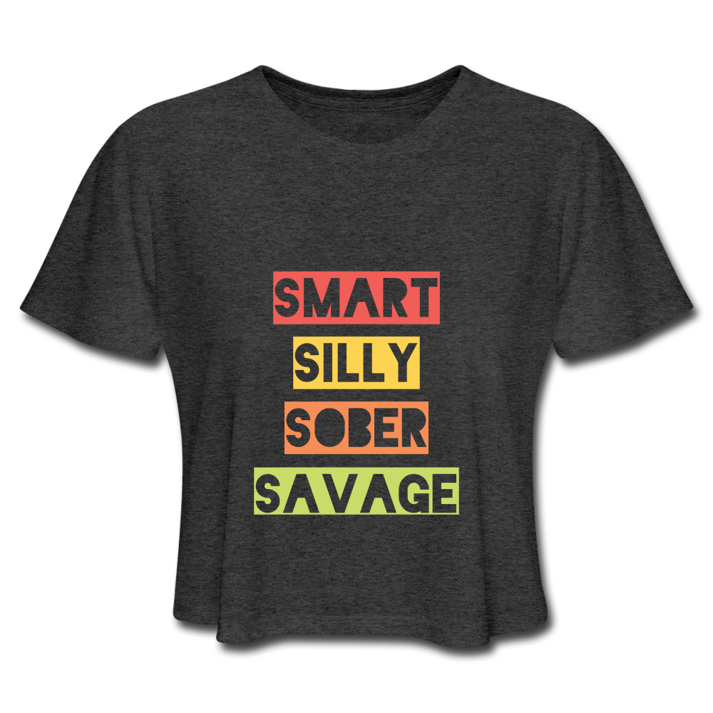 Sober Savage Cropped TShirt - deep heather