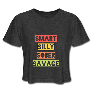 Sober Savage Cropped TShirt - deep heather